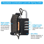 HASTHIP 4 Digit Combination Luggage Cable Lock for Helmet and Suitcase with 3.3 ft Waterproof Steel Cable | Zinc Alloy Padlock