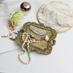 HASTHIP Jewelry Tray Organizer for Dresser featuring Embossed Resin Edge and Retro Metallic Finish 4.92x4.45 in