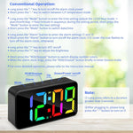 HASTHIP LED Digital Alarm Clock with 14 RGB Color Screen and Dual Alarm | USB Rechargeable Folding Nightlight
