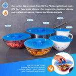 HASTHIP Silicone Lids for Bowls with 10 Piece Set in 5 Sizes from 13.2cm to 26.5cm | Blue Reusable Covers