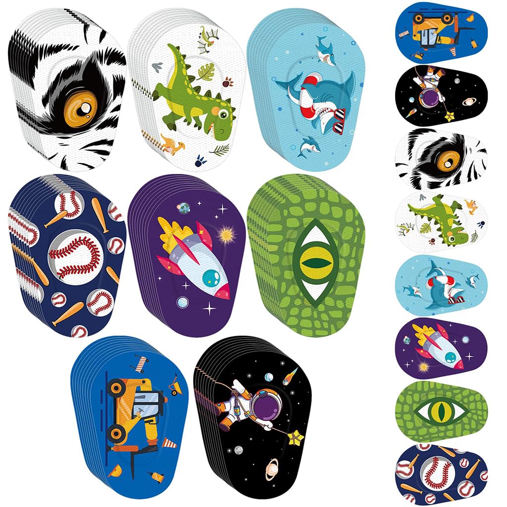 HASTHIP® 40 Piezas Parche Ocular para Niños, Parche Adhesivo Transpirable de Algodón con Dibujos Animados, Vendaje Suave para Ojo Perezoso, Corrección de la Vista y Recuperación