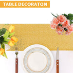 HASTHIP Sequin Table Runner 12 x 71 in for Holiday Celebration with Glitter Gold Design