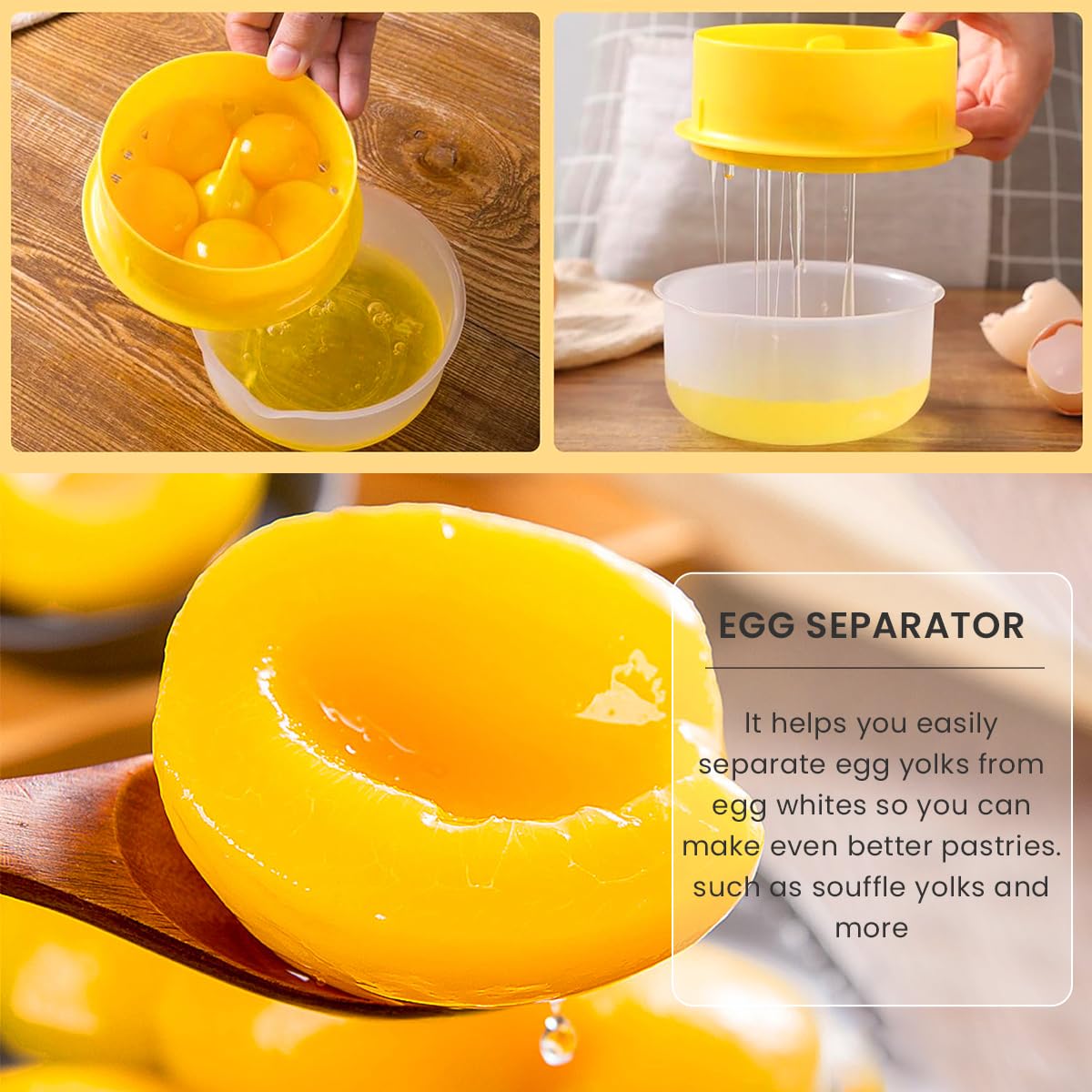 HASTHIP Egg Separator for Baking with Built In Cracker Tool and Easy Pour Storage Box