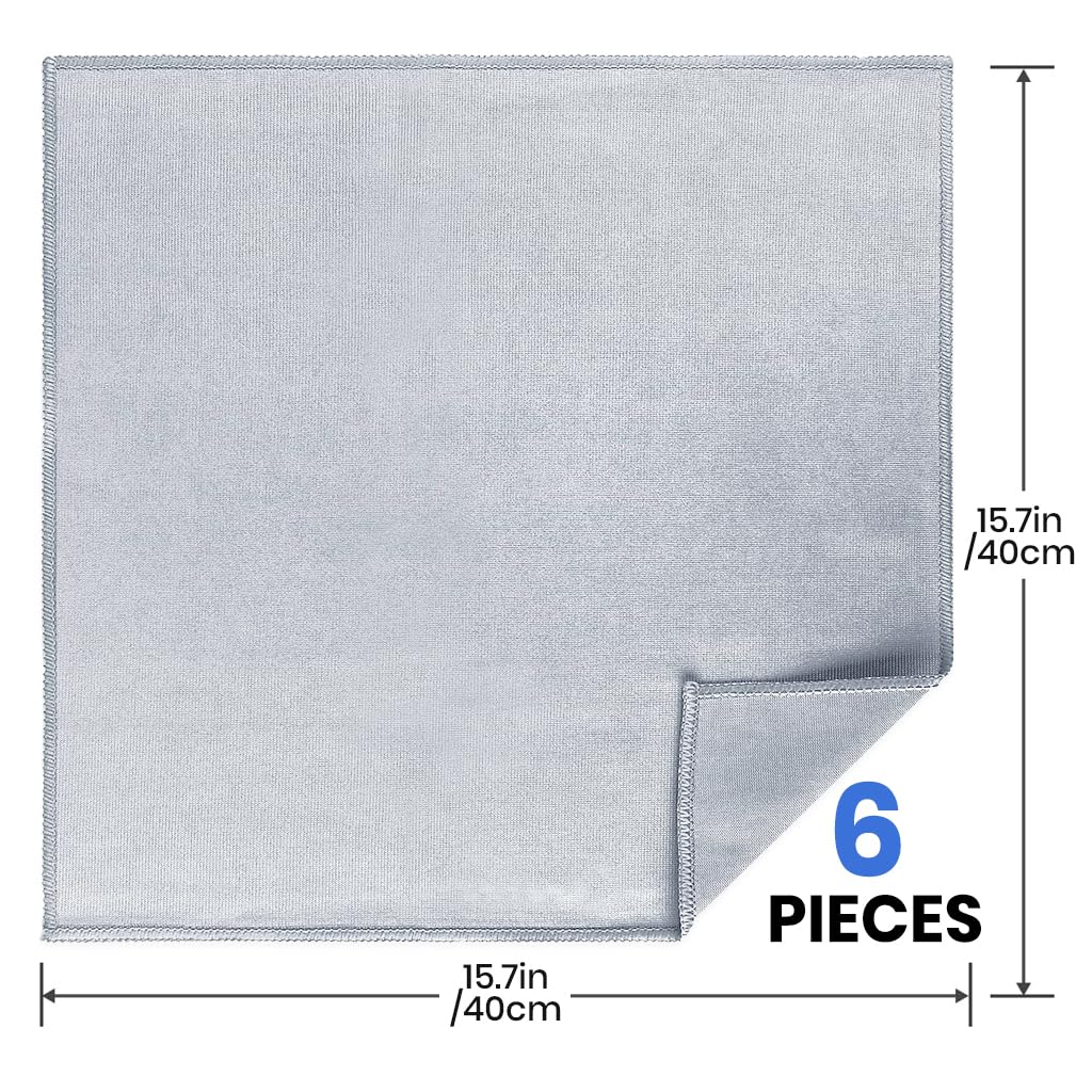 HASTHIP Microfiber Cleaning Cloths for Kitchen and Glass 6 Pcs 40x40cm | Non Abrasive Wet and Dry Use