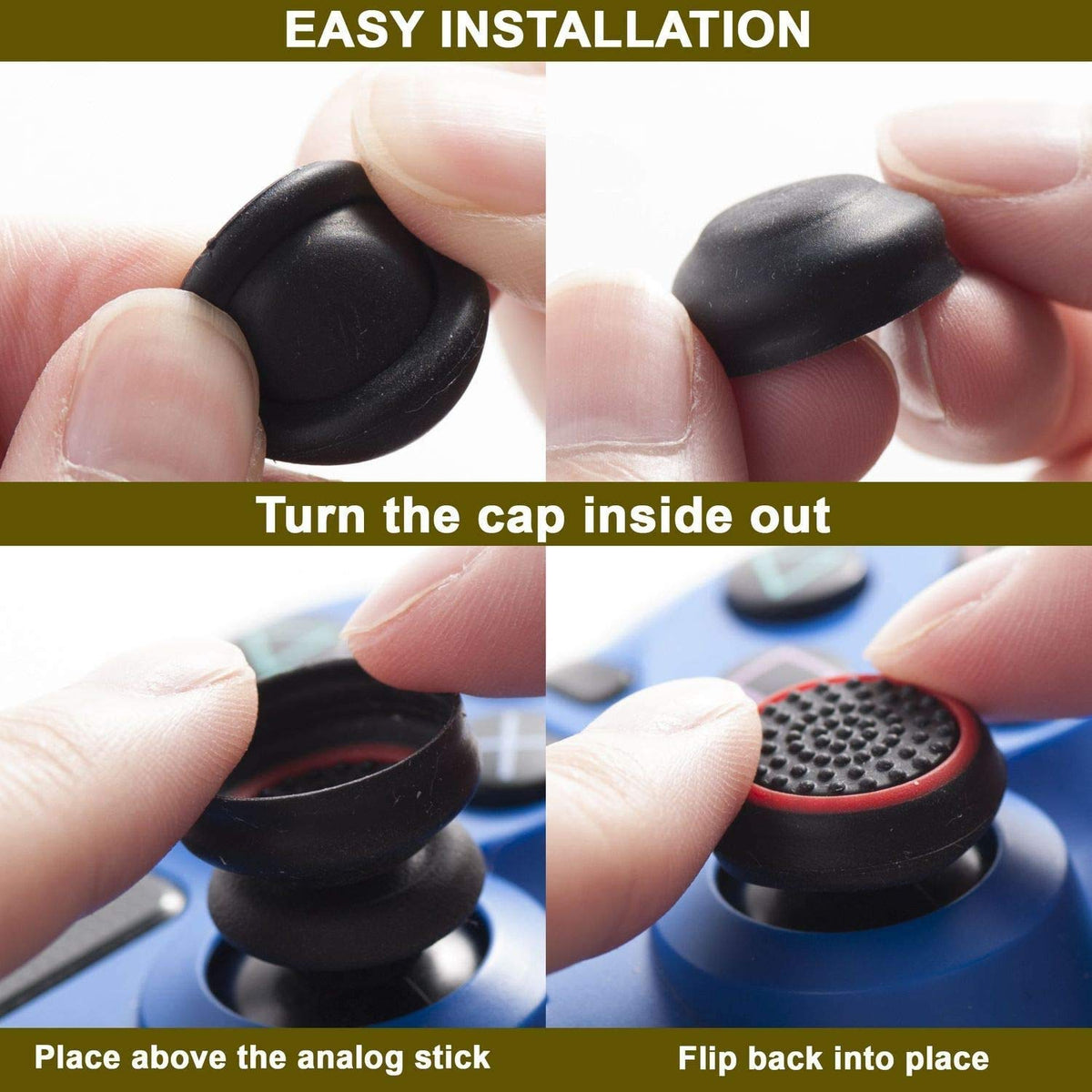 HASTHIP Controller Joystick Thumbstick Cover Caps Grips for PS4 with 6 Pairs Silicone | Comfortable Protection and Improved Grip