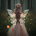 HASTHIP® Alas de hada doradas grandes, disfraz mariposa con alas transparentes brillantes para Halloween
