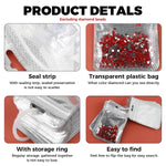 HASTHIP Diamond Pouches for Craft and Jewelry Storage with Ziplock and Clasp Ring | 50 Pcs Clear Non‑Woven Bags