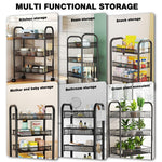 HASTHIP Multipurpose Kitchen Storage Rack for Home Organization with Adjustable Shelves 44x27x63cm featuring Smooth Caster Wheels