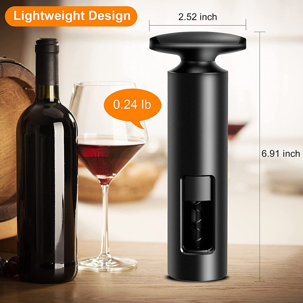 Wine Bottle Opener Corkscrew with Foil Cutter, T Shape Handle Reusable ABS Manual Wine Cork Wing Corkscrew for Home, Kitchen, Party, Restaurant, Bar - Black(No Need Charing)