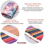 HASTHIP Canvas Pencil Wrap Case for Sketching and Drawing with 48 Slots and 58×20 cm Size | Maple Leaves Print Gift for Students