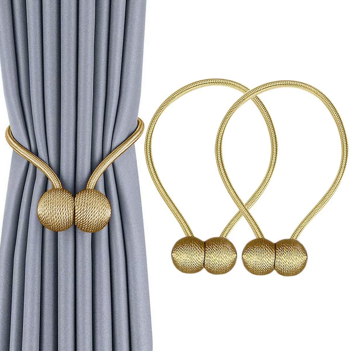 HASTHIP® Window Curtain Tiebacks Polyester Solid Drapery Gold