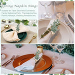 HASTHIP Napkin Rings for Weddings and Christmas featuring Eucalyptus Leaf and Hemp Rope | 6Pcs Rustic Table Holders