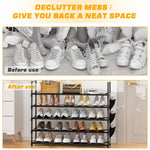 HASTHIP Shoe Rack for Entryway with 5 Tiers and 3 Side Pouches 85x28x88cm Non Woven Fabric