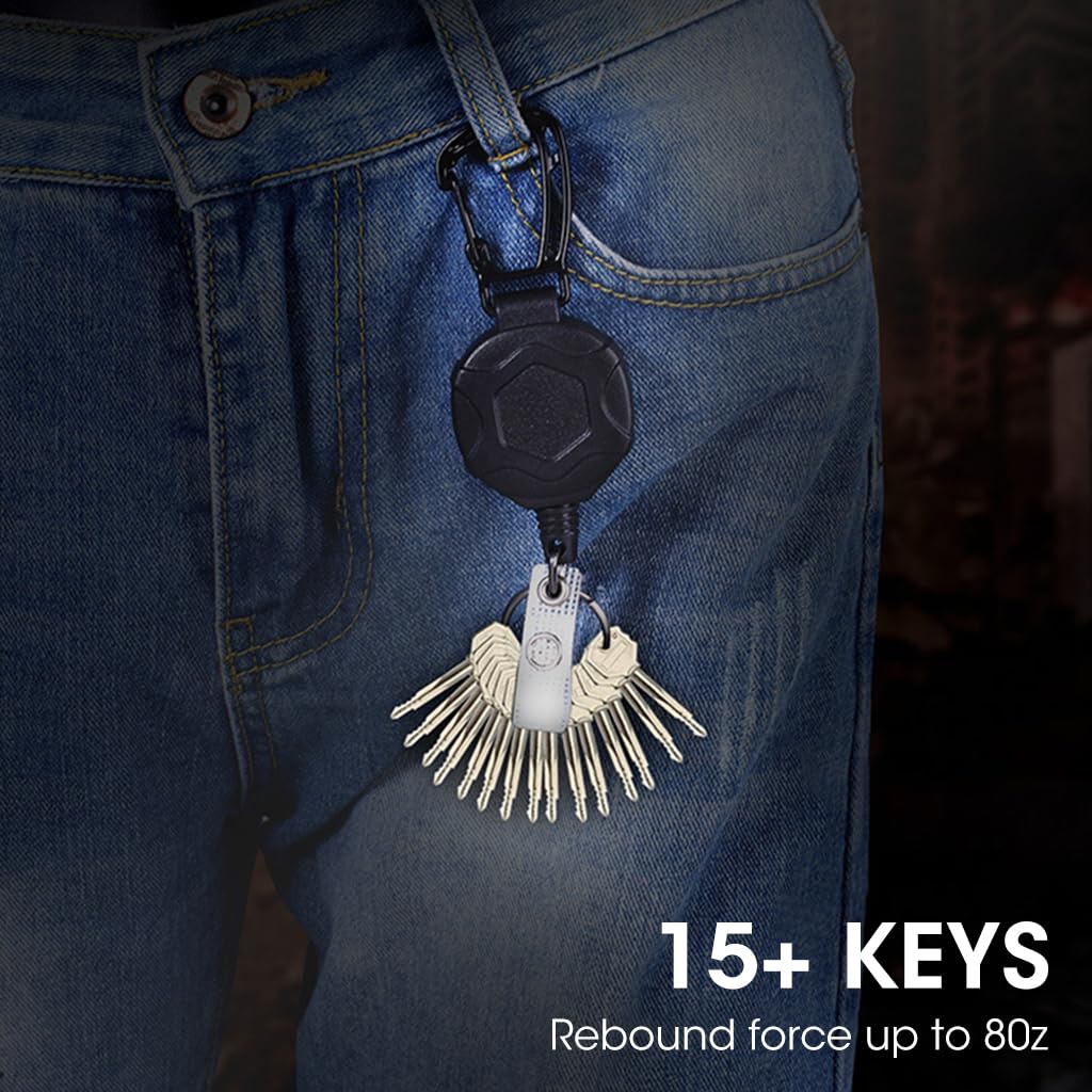 HASTHIP Retractable Keychain with 31.5 inch Metal Reel and Quick Release Carabiner | ID Badge Holder