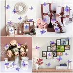 HASTHIP® 72pcs 3D Butterfly Wall Stickers Decor Lavender Purple Butterfly Cut-out Metallic Decorative Wall Art Crafts for Baby Room Home Decor Refrigerator Decoration(3 Designs, 3 Sizes)