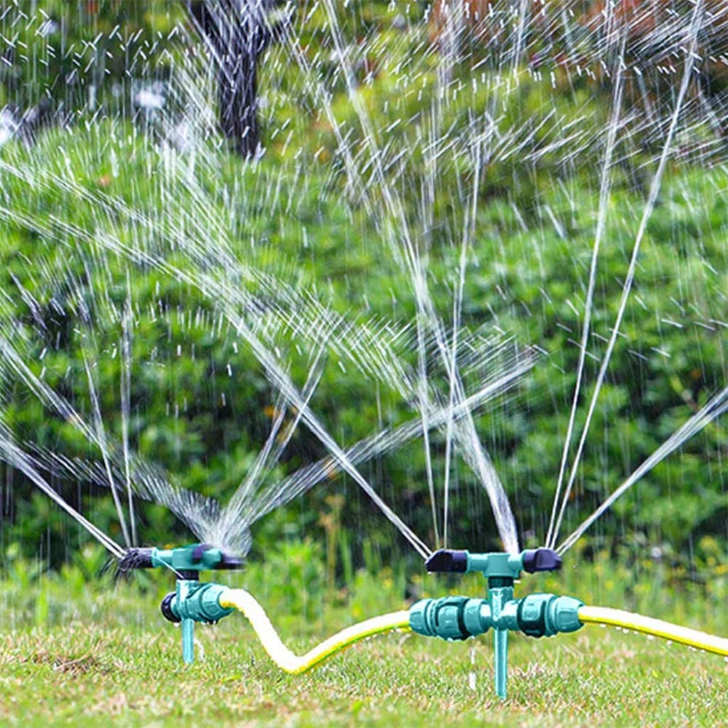 3pcs Garden Sprinkler, 360° Rotating Irrigation Sprinkler,Three-Outlet Lawn Sprinkler Adjustable Jetting Angle, 3000 Sq.Ft Coverage,Gardening Watering Systems