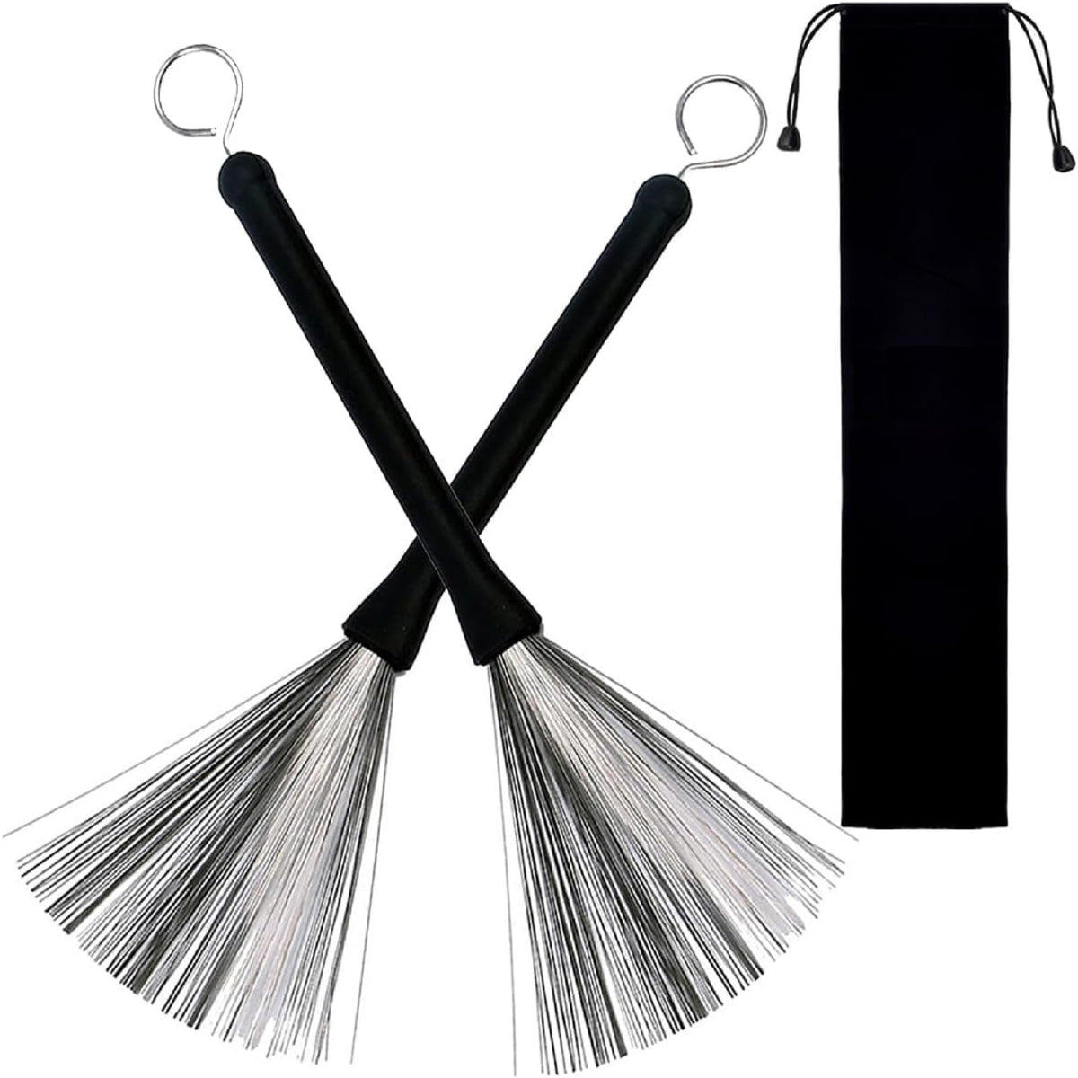 HASTHIP Drum Brushes for Jazz and Blues with Retractable Wires and Stainless Steel Tips