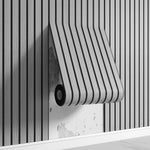HASTHIP Wallpaper for Living Room and Bathroom with Self Adhesive 3D Slat Pattern 16x118 in Black and Grey PVC