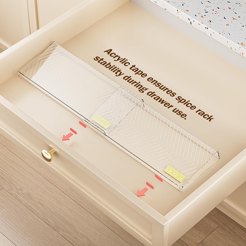 HASTHIP Countertop Seasoning Jar Racks for Kitchen Organization with 4 Tier Stepped Display and Clear Acrylic 11x19 in | Stable Anti Skid Base