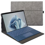 HASTHIP® Funda Portátil 13 Pulgadas para Surface Pro 9/10/11 Compatible, Soporte Ergonómico, Protección Antirayaduras Impermeable, Diseño Delgado y Ligero, Gris TPU Fashion