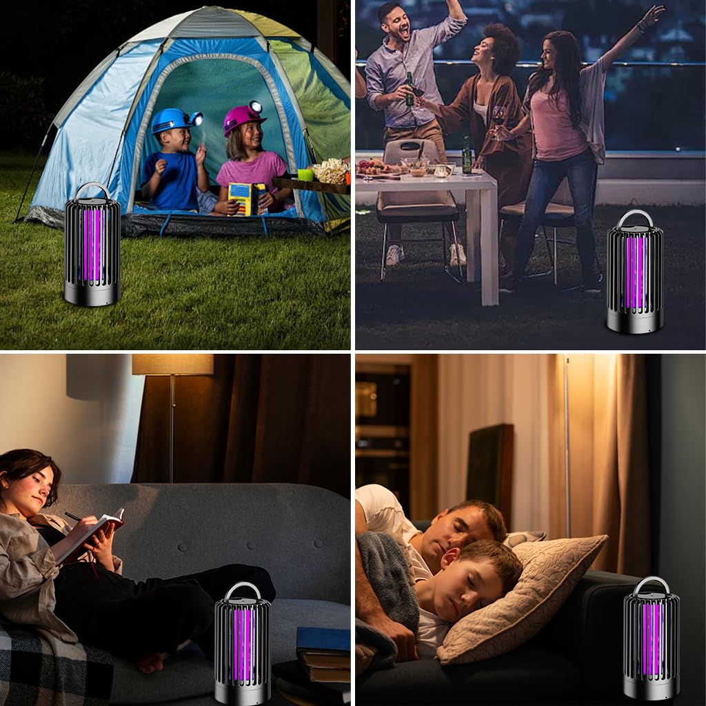 HASTHIP UV Mosquito Killer Lamp for Indoor Outdoor Use with 3600V Grid and Light Sensor | USB Powered Quiet Operation