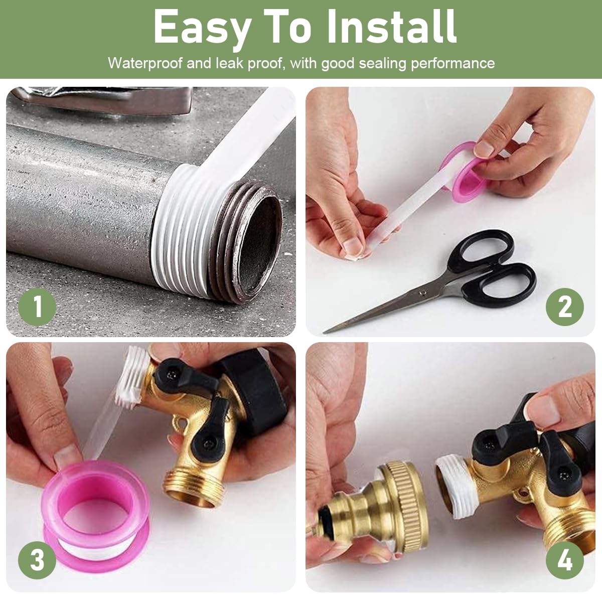 HASTHIP® Garden Hose Splitter with Individual Shut-off Valves 2 Way Hose Splitter Garden Faucet Splitter Universal 3/4'' Brass Garden Hose Splitter with 4 Gaskets & 1 Roll Tape
