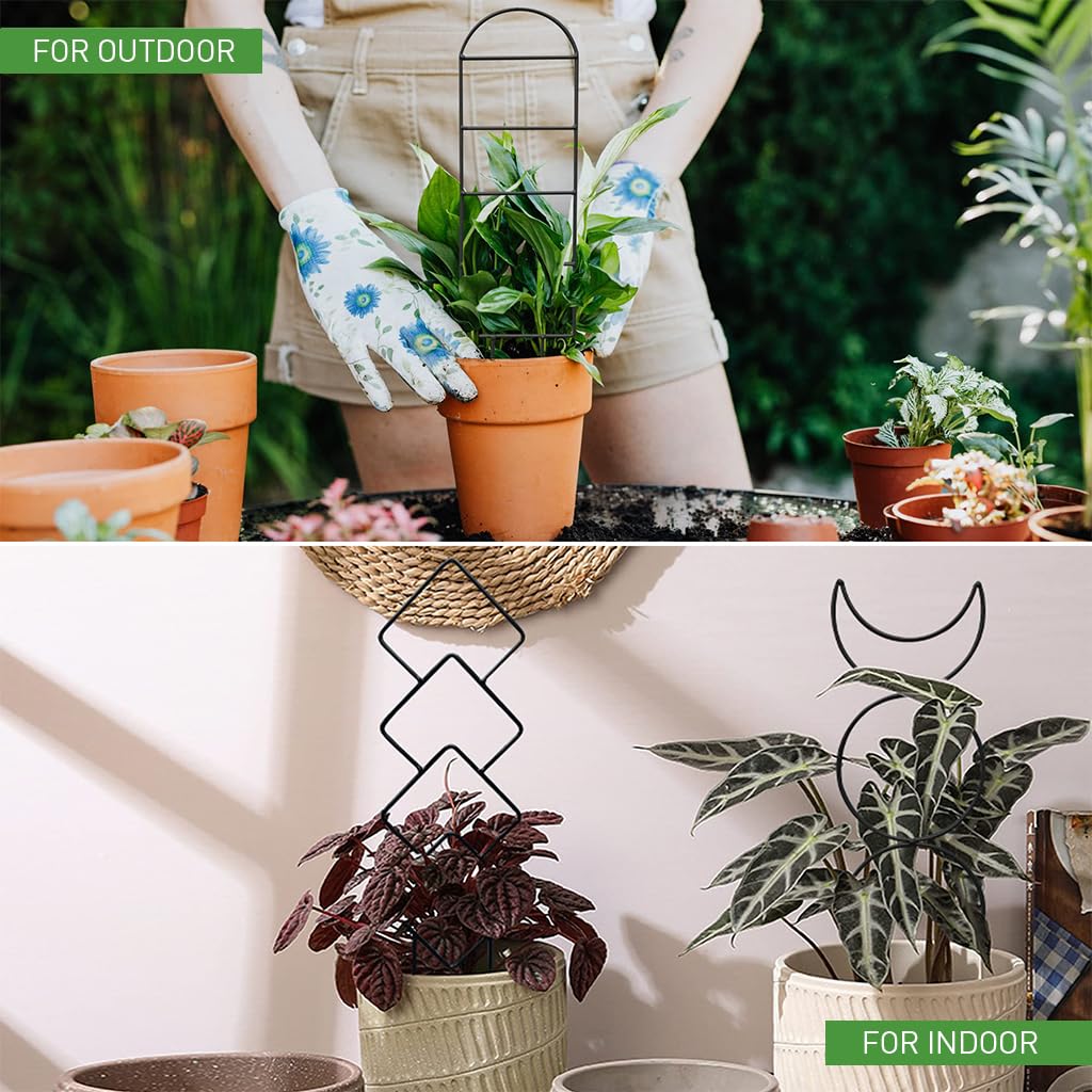 HASTHIP® Metal Trellis for Climbing Plant - 4Pcs Trellis for Potted Plants - Creeper Plant Support Decorative - Climbing Trellis for Plant Pots - Outdoor/Indoor Vines Plant Trellis for Flower Pot
