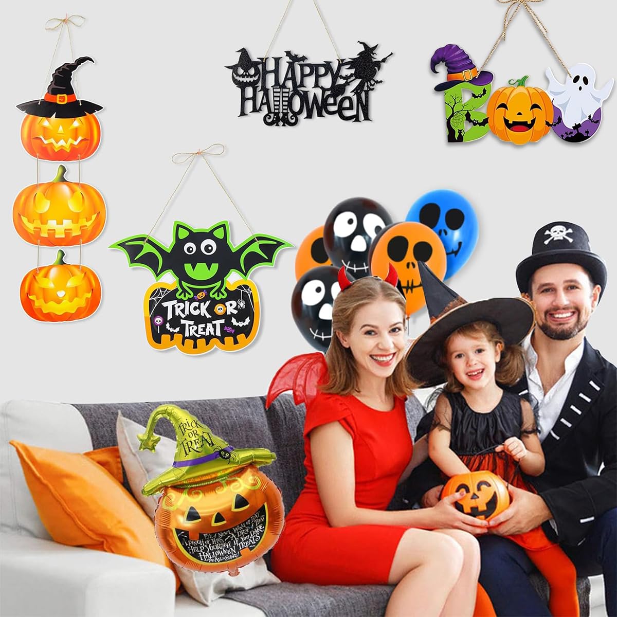 5Pcs Halloween Wall Hangings Door Signs Spooky Pumpkin Decorative Paper Wall Hangings Happy Halloween Door Signs Halloween Party Trick or Treat Wall Decoration Wall Hangings Halloween Decor