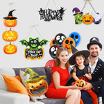 HASTHIP Halloween Wall Hangings for Home and Party Décor featuring 5 Paper Signs | Pumpkin Ghost Witch Bat Designs