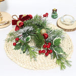 HASTHIP Christmas Teardrop Swag for Door or Wall with Red Bowknot & Berries | 14.9 in Artificial Snow-Dusted Greenery Decor