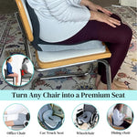 HASTHIP® Memory Foam Seat Cushion for Office Chair, Car & Truck, Ergonomic Coccyx & Tailbone Pain Relief Cushion with Lumbar Back Support, Non-Slip Large Chair Pad for Long Sitting - Dark