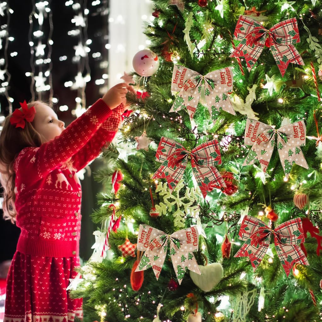 HASTHIP Christmas Ribbon for Gift Wrapping and Tree Decor featuring Hemp Fabric 6.6ft 2 Rolls