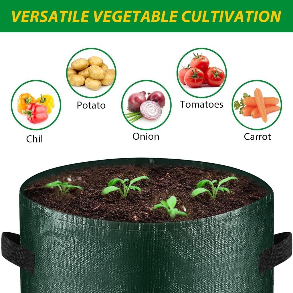HASTHIP Plant Grow Bags for Tomatoes Peppers and Strawberries featuring Roll Up Flap & Handles | 4 Pack 10 Gallon Durable PE Reusable Planter Bags