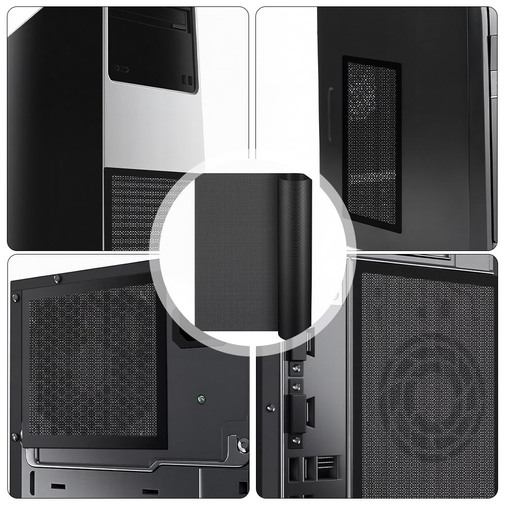 ZORBES® 2 Pcs 400 x 300 mm DIY PC Case Dust Filter PC Fan Mesh Filter Air Vent Covers PVC Dustproof Cover with Magnetic Strip for Computer Chassis Speaker and More, 0.03 Inch Hole, Black
