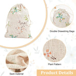 HASTHIP Drawstring Gift Bags for Return Gifts with 20pcs 13x18cm Cotton Flax Fabric | Reusable Rustic Floral Pouches