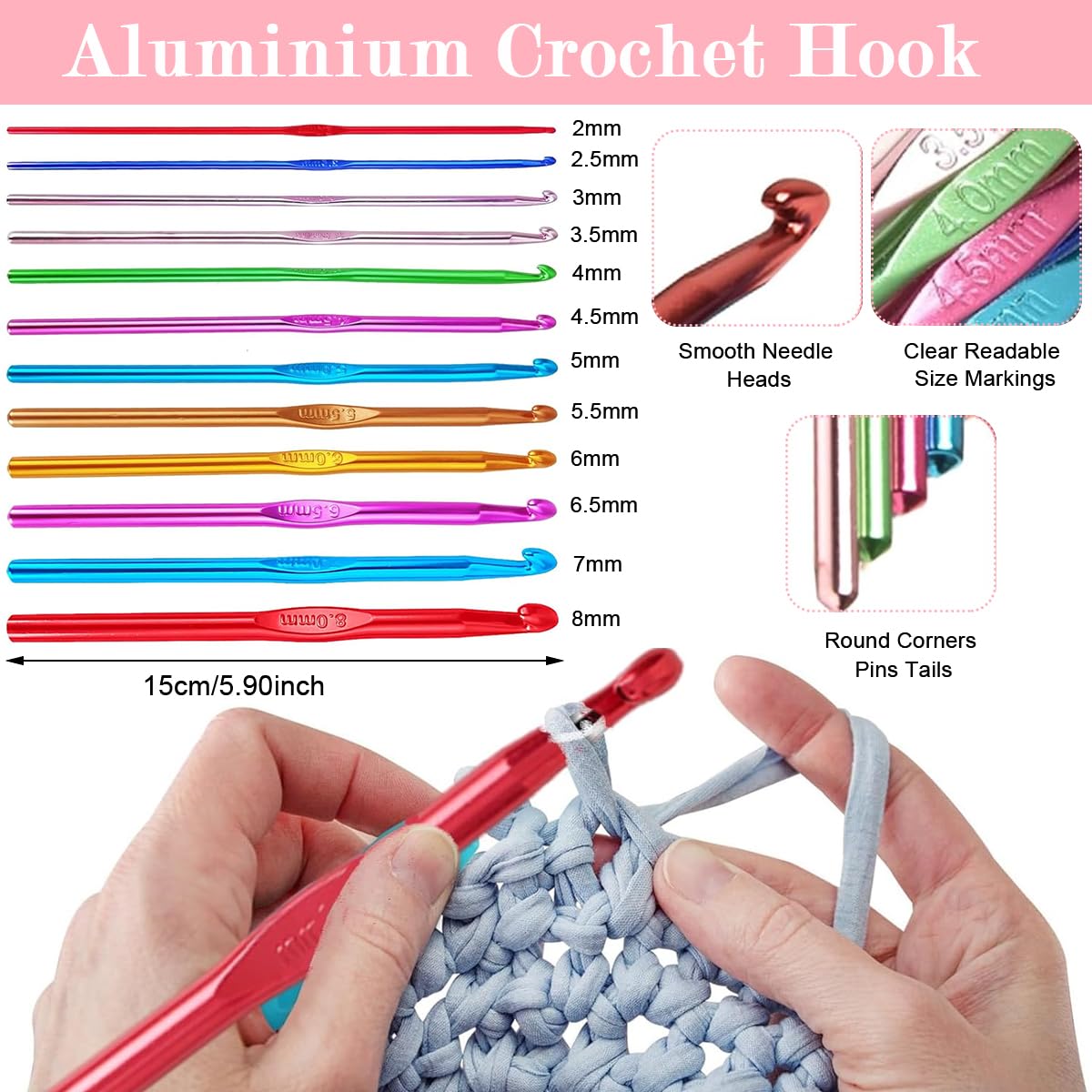 HASTHIP Crochet Kit for Beginners with 72 pcs Metal Hooks and Colorful Yarn | Includes Canvas Tote Bag