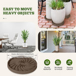 HASTHIP Plant Pot Stand for Indoor and Outdoor Use with 360° Wheels and Spiral Ridged PP Tray | 37 cm Round Brown
