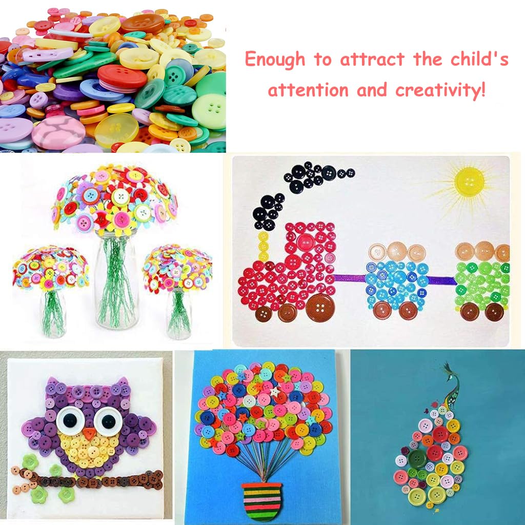 HASTHIP Colorful Buttons for Sewing and DIY Crafts featuring 300 pcs Resin Round Design