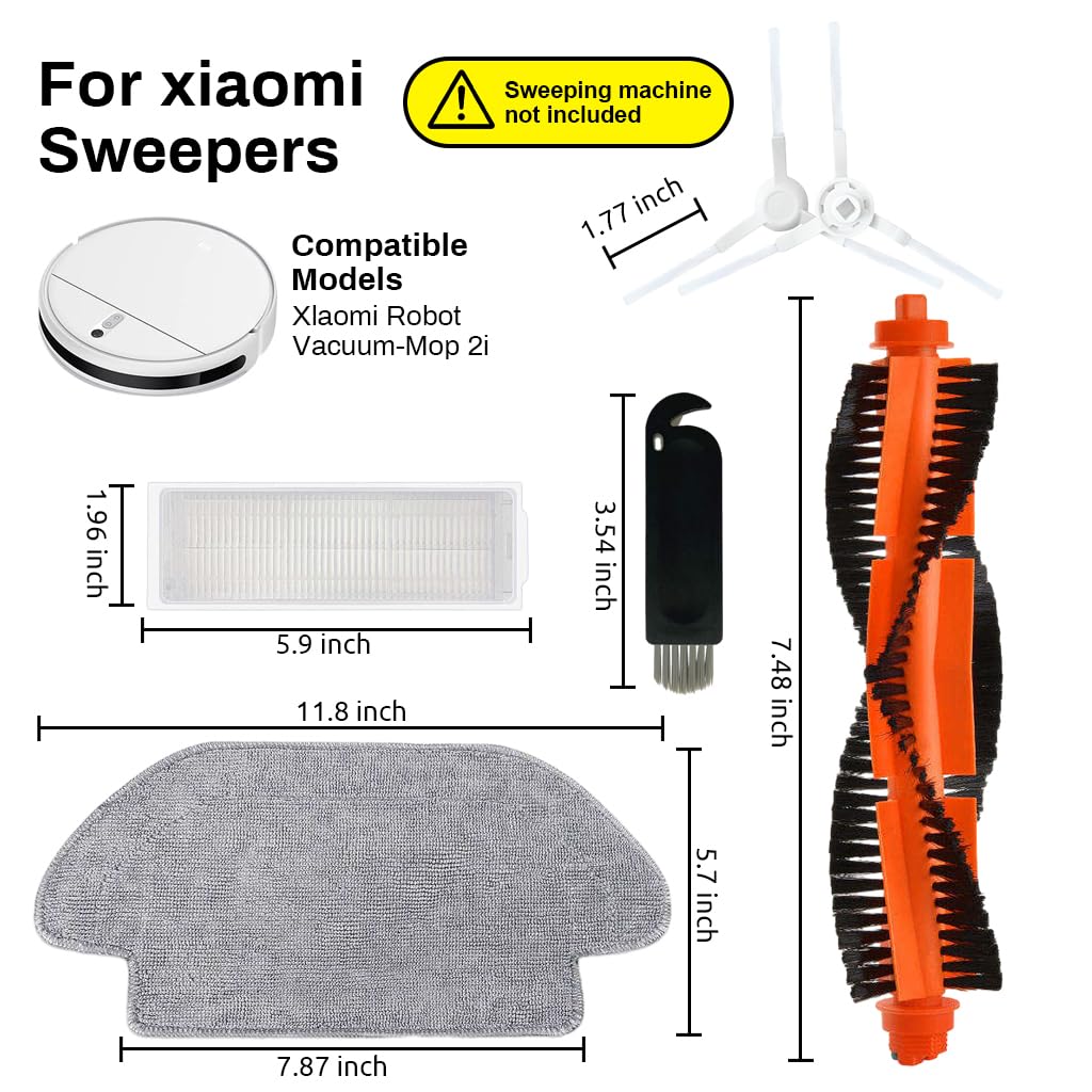 HASTHIP® 12Pcs Replacement Parts Kit Compatible with Mi Robot Vacuum-Mop P, Includes Durable Side Brushes & Cleaning Tools, Easy Install, Complete Replenishment Accessories for Mi Mop P