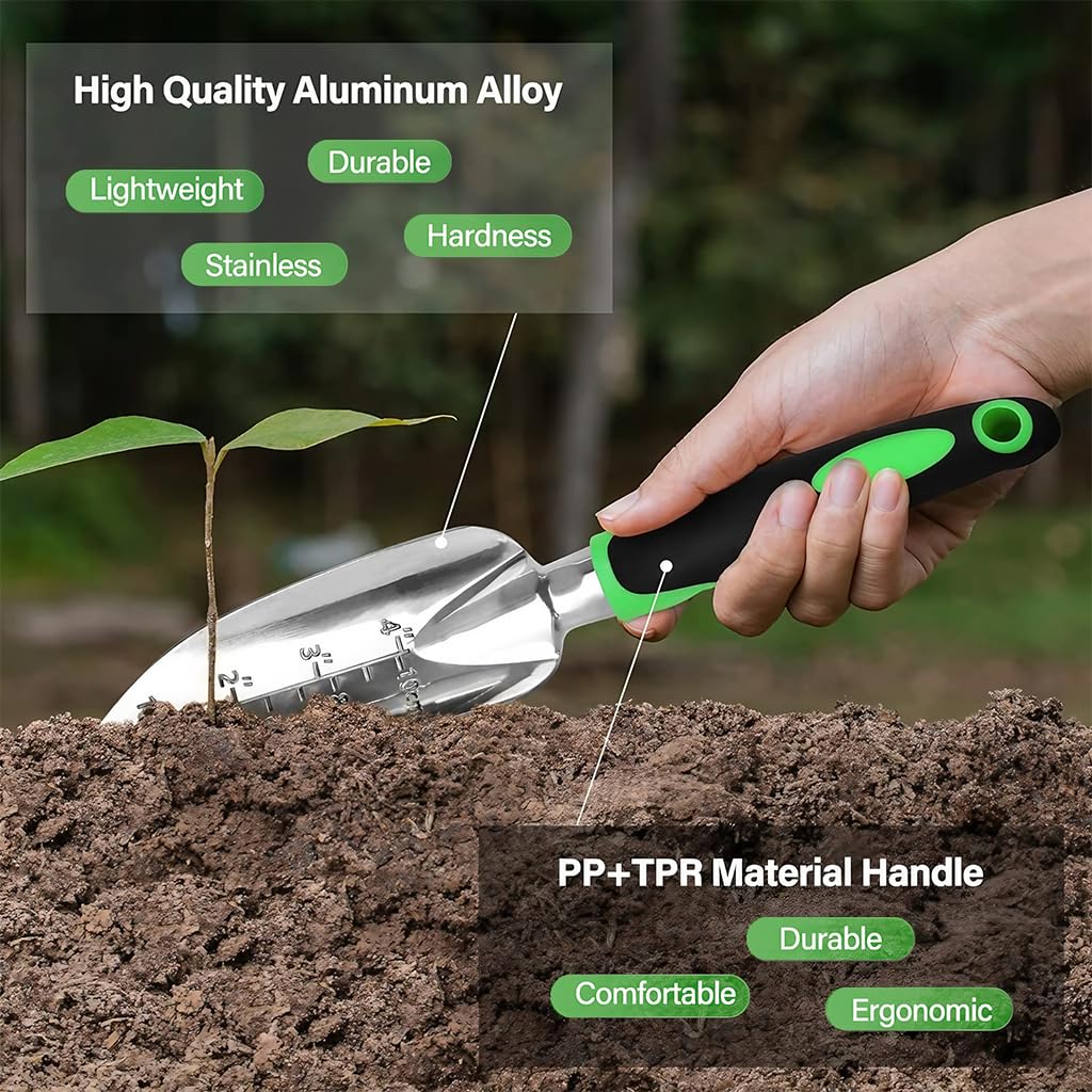HASTHIP® 8 Pcs Gardening Tools Set - Aluminum Alloy Steel - Garden Planting Tools - Gardening Tools Kit For Home Garden - Gardening Tools Kit Set - With Tote Tool Bag - Suitable For Garden Patio