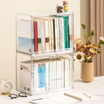 HASTHIP Clear Book Storage Organizer Box for Books and Dolls with Door | 33 x 21 x 27 cm Stackable Plastic Display Case
