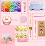 HASTHIP Wax Seal Stamp Set for DIY Invitations with 15 Multicolor Beads and 6 Stamps | Pink Cat Claw Handle