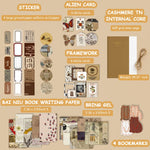 HASTHIP Scrapbook Stickers Kit for Journaling and DIY Crafts with 14 Sheets and 60 Page Notebook | Vintage Aesthetic Paper Set