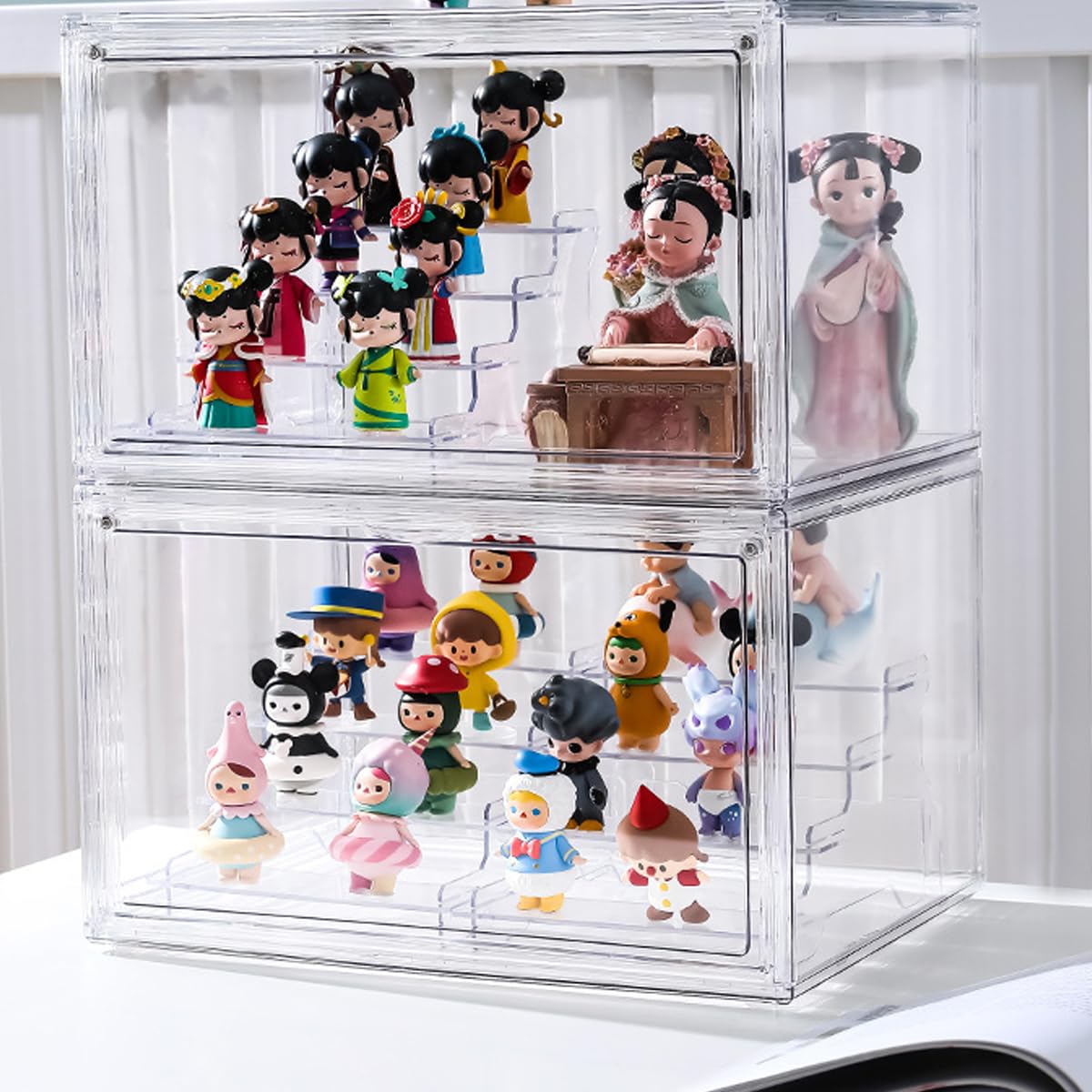 HASTHIP Acrylic Display Rack for Figures Collection with 4 Layer Stepped Design | Transparent Organizer