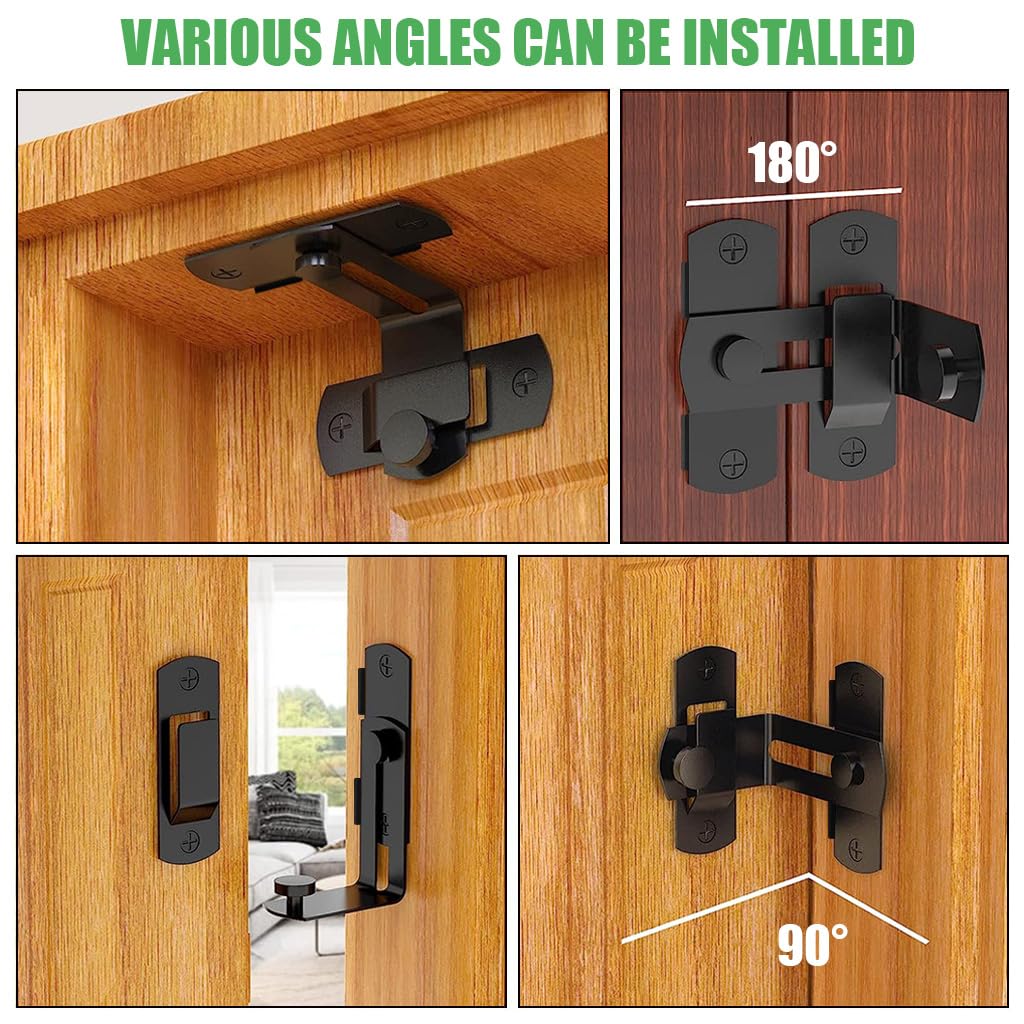 HASTHIP Door Latch Lock for Home and Barn featuring 90 Degree Sliding Mechanism | 2 Pack 304 Stainless Steel