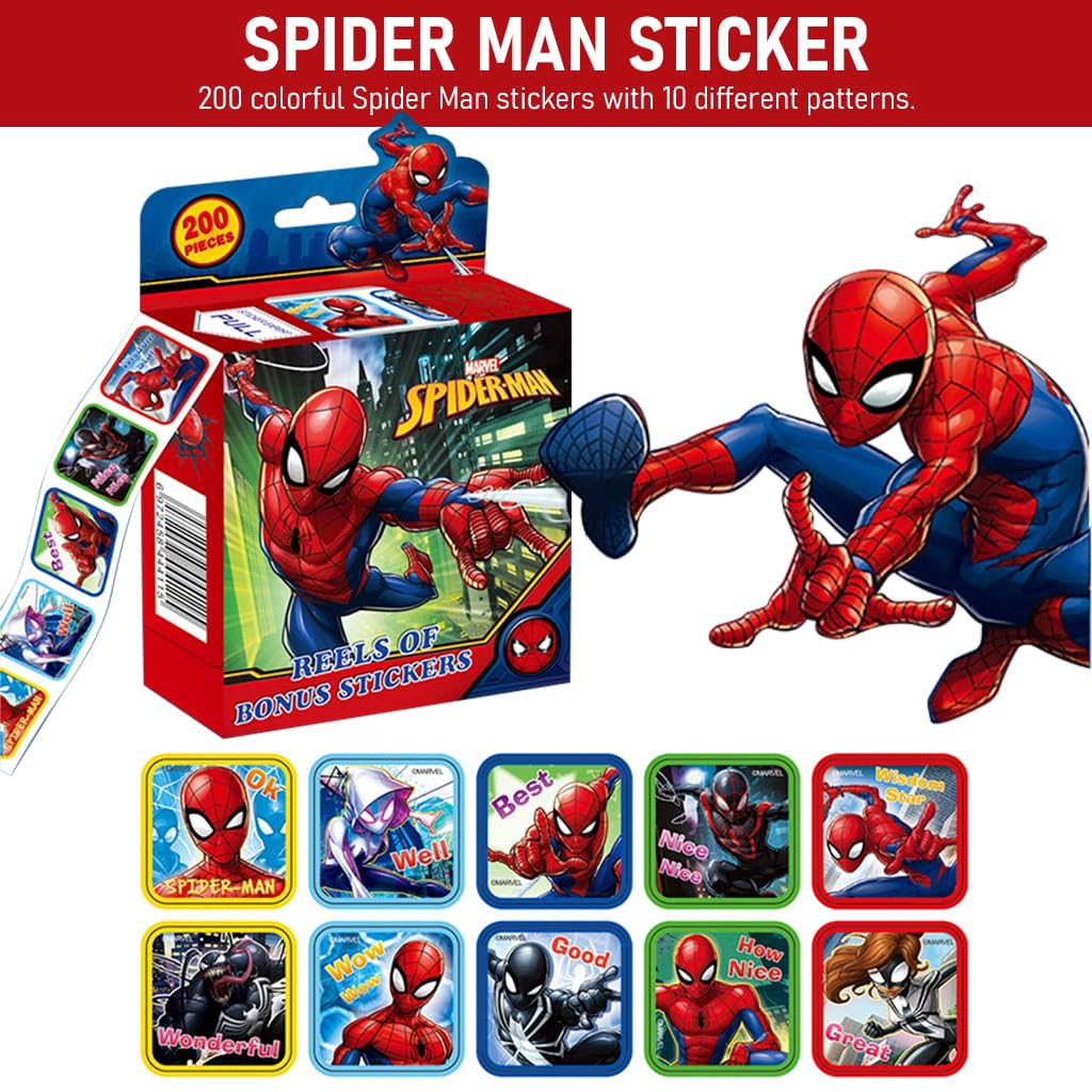 HASTHIP Stickers for Kids Rewards 200 pcs 0.98 in Waterproof Plastic | Superhero Gift Set