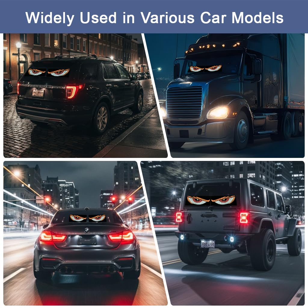 HASTHIP LED Devil Eyes Car Window Light USB Rear Windshield Signal Light