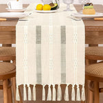 HASTHIP Table Runner for Party and Wedding 30x180cm featuring Jacquard Patchwork Linen and Tassel Design