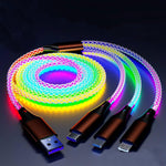 HASTHIP® Cable de Carga 3 en 1 66W con Luz LED RGB, Cable USB Multi Cargador de Nailon Trenzado Tipo C/Micro USB, Carga Rápida Universal para Samsung, Huawei, Android y más, 1.2M
