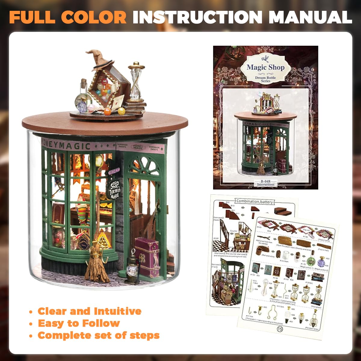 HASTHIP® Casa de Muñecas en Miniatura DIY Kit de Manualidades Creativas Serie Botella Ensueño con Muebles y Decoración